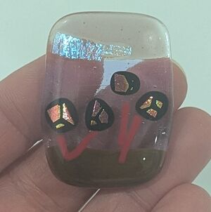 Hand Crafted artisan made fused glass landscape magnet. Stocking Stuffer